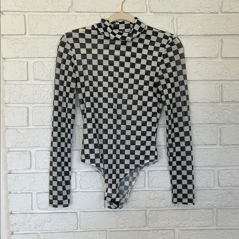 Checkered Black and White Women's Top